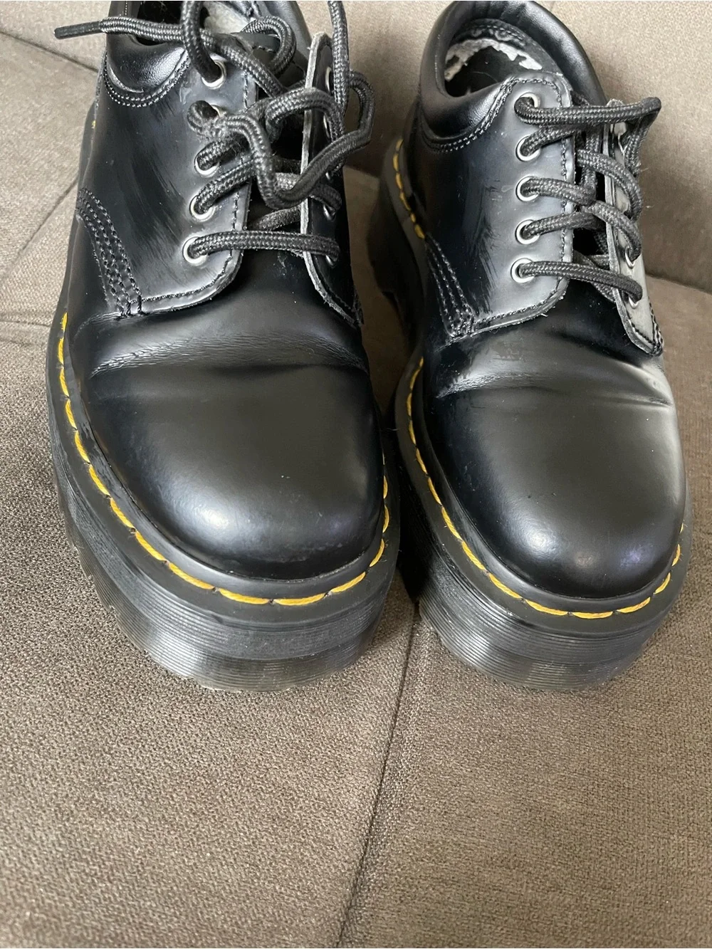 Dr. Martens UnisexBlack Leather Platform Casual Shoes Black/Polish Smooth 7W, 6M